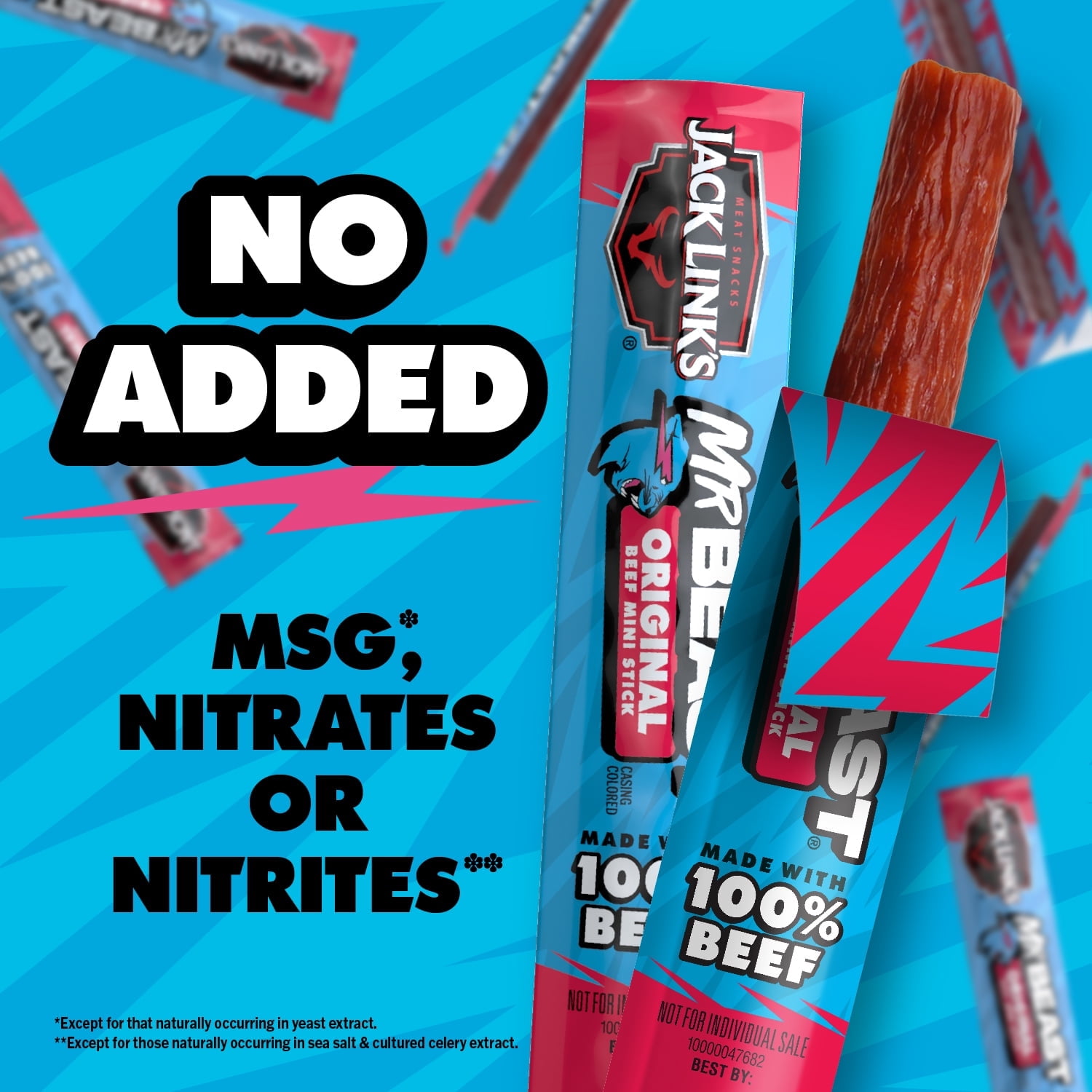 Jack Link’s x MrBeast Original Mini Beef Sticks, 4 ounce, 8 count of .5 ounce Mini Meat Sticks
