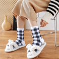 thumbnail image 5 of Daznico Women Mid Crew Fuzzy Socks Classic Plaid Thermal Soft Stretch Cozy Slouchy Stockings for Winter Indoor Sleep Daily Casual Loungewear, 5 of 7