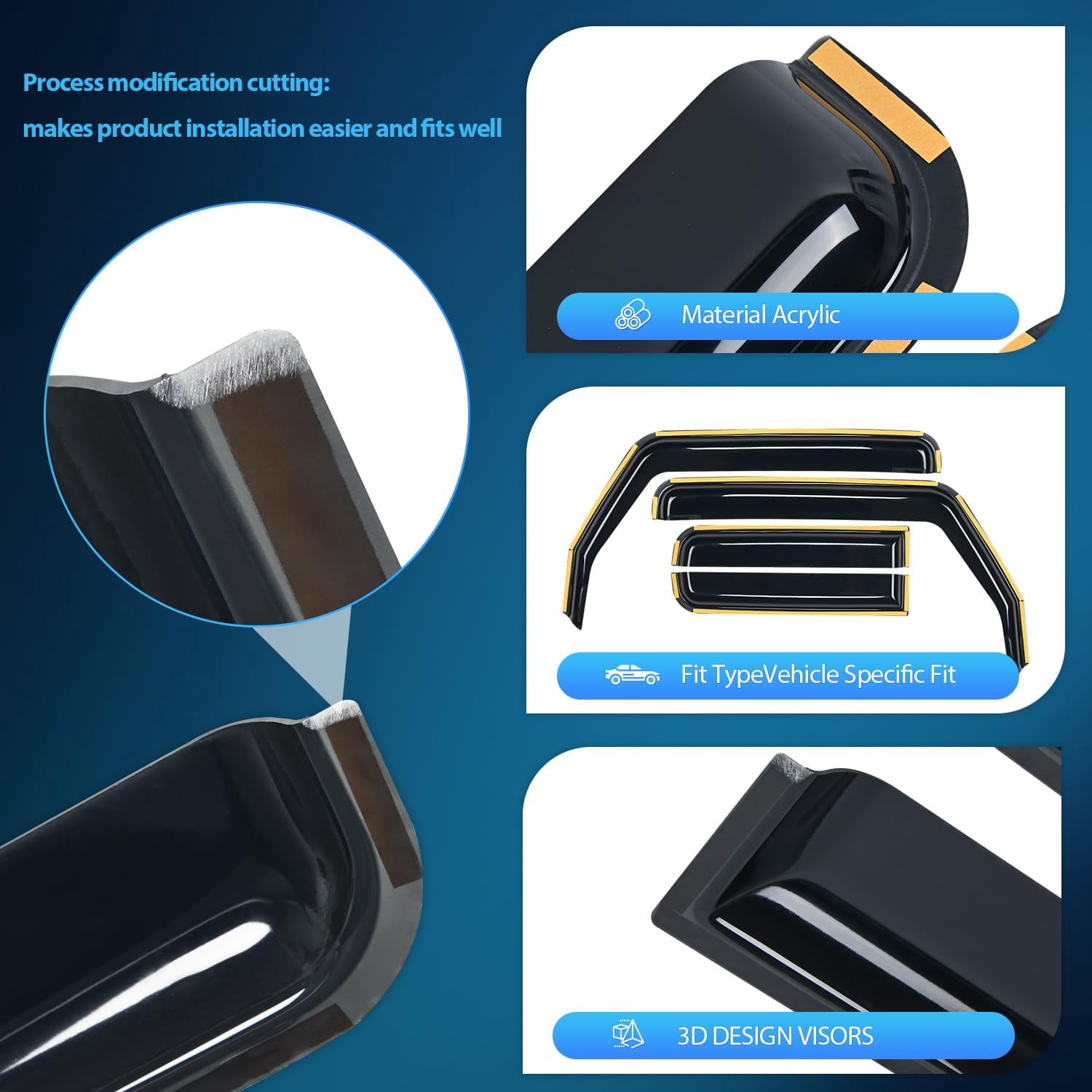 Nilight Window Visor Compatible with Jeep Wrangler JL/Jeep Gladiator 2018 2019 2020 2021 2022 2023 2024 Vent Window Visors,Rain Guards Acrylic-4pcs