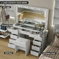 thumbnail image 4 of White Vanity Desk with Illuminated Mirror & Power Outlet, 11 Drawers Vanity Table with Chair, Makeup Vanity with 12 LED Lights, Tempered Glass Top, Dressing Table for Bedroom,Dressing Room, 4 of 7