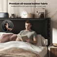 thumbnail image 3 of Patbrela Headboard Queen Size, Luxury Oil-Waxed Leather Upholstered Headboard with Adjustable Height Headboard from 42.1" to 46.1", Black, 3 of 10