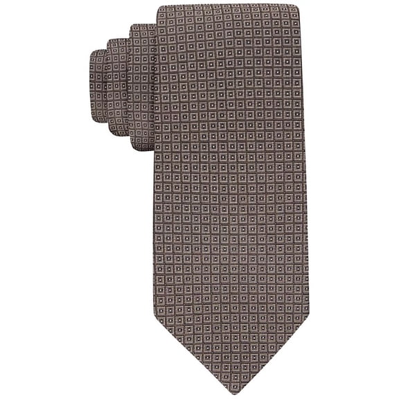 Calvin Klein BROWN Men's Tonal Square Geo-Print Tie