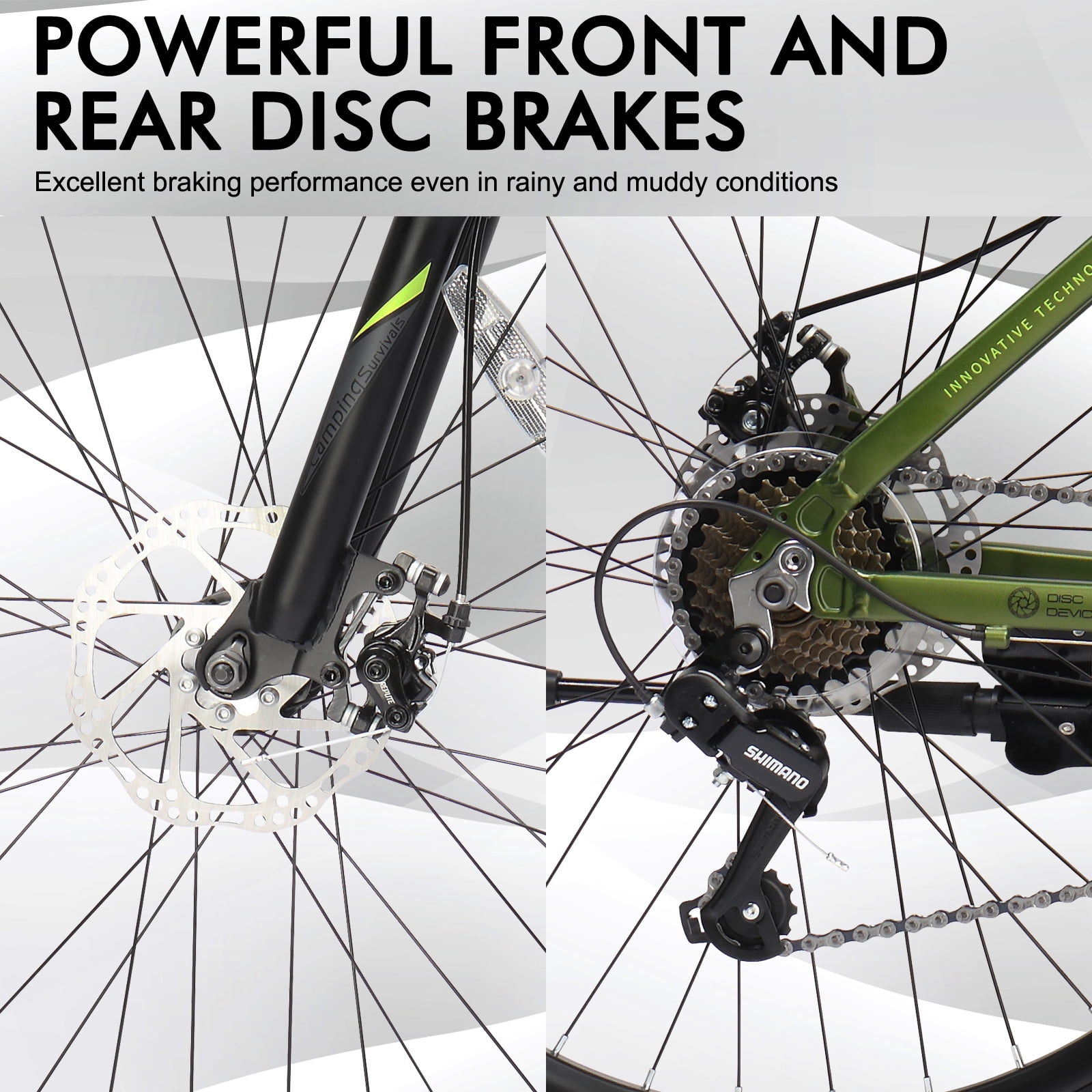 UBesGoo 26in Mountain Bike for Adults, Aluminum Frame Lightweight 21 Speeds Men/Women Bike with Dual Disc Brake, Twist Shifters, Green