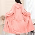 thumbnail image 4 of Womens Hooded Plush Robe, Soft Thick Warm Fleece Bathrobe Kenn Length House Coat Luxury Dressing Gown, 4 of 5