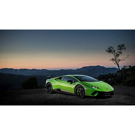 Iconic Arts Supercar- Lamborghini Huracan Performante Green Laminated 18x24 Poster