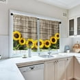 thumbnail image 3 of Sunflower Kitchen Curtains 36 Inch Length Farmhouse Window Short Tier Curtains Over Sink Set of 2, Wooden Board Flower Summer Vintage Small Kitchen Decor 26x36 Inch, 3 of 6