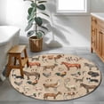 thumbnail image 3 of Round Rugs 4 Ft, Farmhouse Non Slip Area Rugs for Kitchen Bedroom Entryway, Vintage Country Farm Animals Brown Washable Carpet Runner Rug Floor Mats for Bedroom Home Decor, 3 of 8