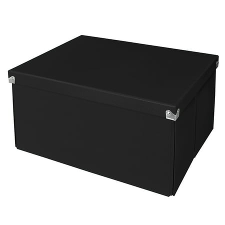 Decorative Storage Box - Pop n Store Decorative Collapsible Storage Box with Lid, Large Mega Box, Black