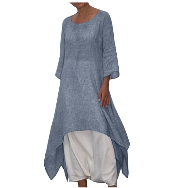 Hauts à Manches Courtes pour Femmes Printemps et Été Col Rond Manches Courtes Solide Ample Décontracté Coton Hauts à Manches Courtes pour Femmes Hauts à Manches Courtes pour Femmes