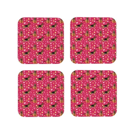 

Leather Coasters Set of 4 - German Shepherd Dog No.1014 Lightweight Non-Slip Drink Coasters for Desk Anti-Scalding Desk Cup Coasters for Office Table Decor Square