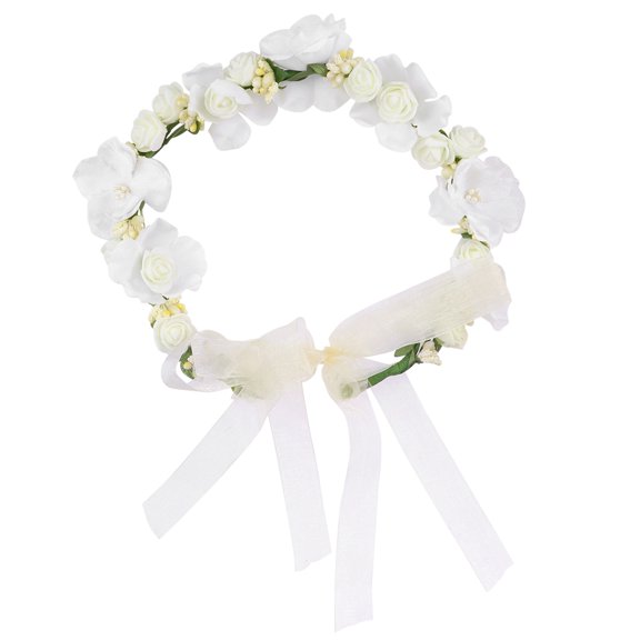 NUOLUX Hair Wreath Bridal Headpiece Simulation Floral Crown Flower Headband Garland for Holiady Wedding Photography (White)