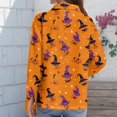 thumbnail image 7 of Delconic Womens Halloween Print Button Down Shirt Long Sleeve Casual Regular Fit Collared Blouse Pumpkin Pattern Top Saffron M, 7 of 7