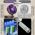 thumbnail image 4 of SpaceMuse Portable Desk Fan, USB Small Rechargeable with 8-Hour Battery, 3 Speeds Quiet Personal Fan for Bedroom Dorm Office Outdoor Camping (White), 4 of 7