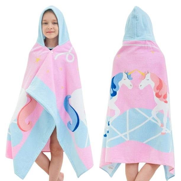 Toalla de baño para niños Bavilk con capucha para playa y piscina, 100% algodón