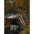 thumbnail image 2 of Hugo Darnaut 19x24 Gold Ornate Framed and Double Matted Museum Art Print Titled - A Landscape with Stream and Birches (1902), 2 of 4
