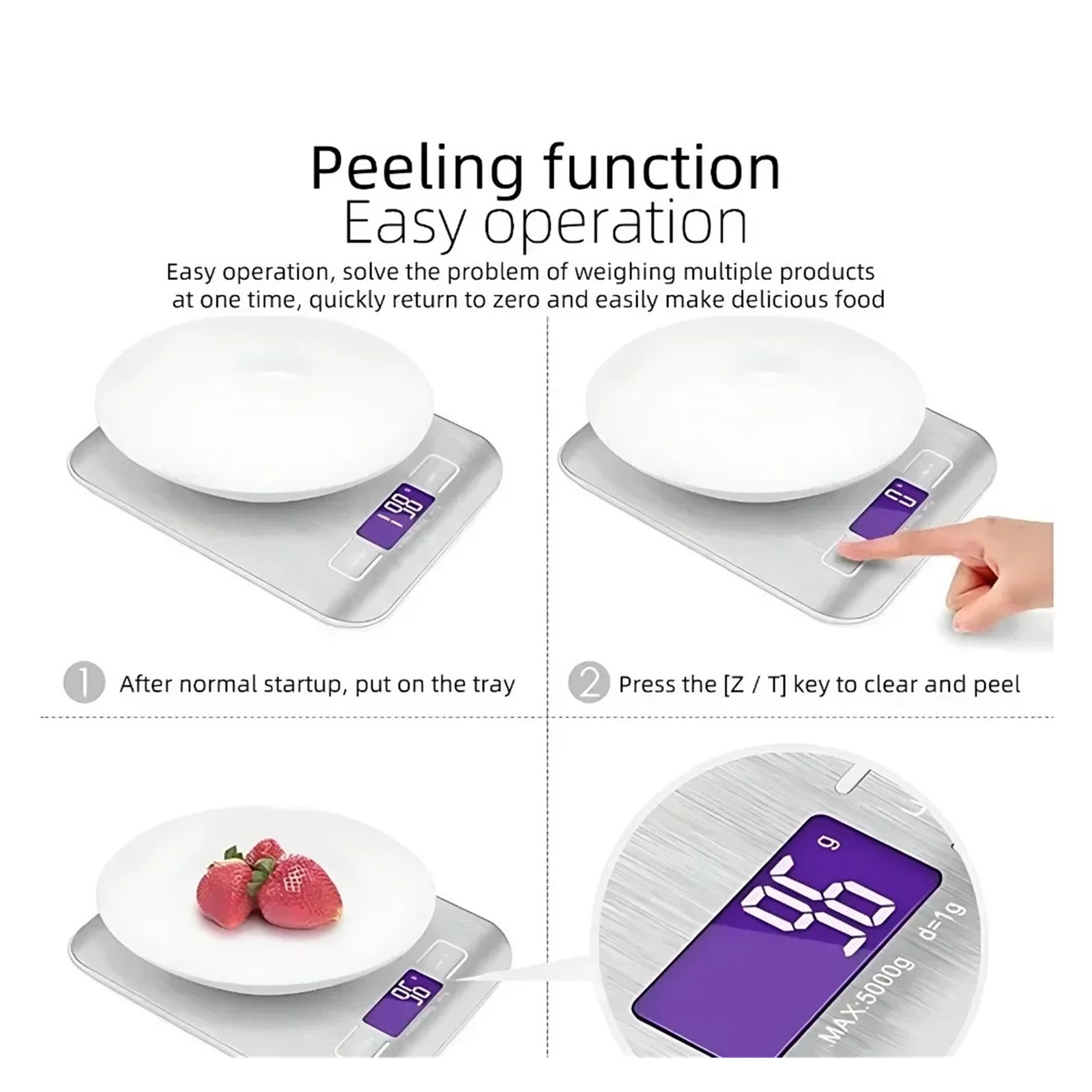5/1kg Household Kitchen Diet Scales Measuring Tool Slim LCD Digital Scale Electronic ,Multifunction