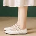 thumbnail image 3 of CHICVOMEY Double Buckle Mary Jane Flats for Women Square Toe Comfort Vintage Ballet Flats with Memory Foam Insole Casual Dress Ballet Flats, 3 of 6