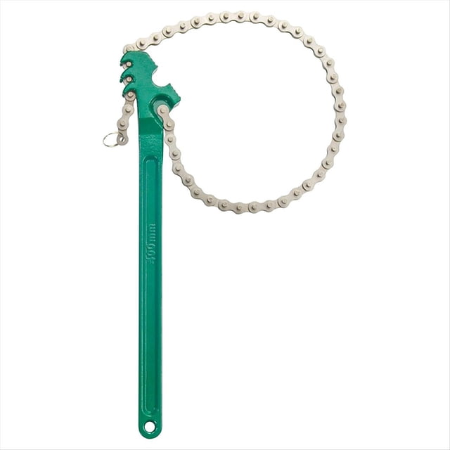 Llave para filtro de aceite con cadena de trinquete ajustable de alta resistencia y soporte reversible para tubería de 16".