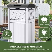 Uforic 31 Gallon Large Outdoor Trash Bin, Waterproof Resin Garbage Can with Lid & Drip Tray, Waste Container,for Porch, Backyard, White