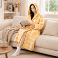 thumbnail image 7 of Aezemi Women Winter Hoodie Long Robes Plaid Fashion Thick Fleece Quick Dry Shower Bathrobe with Pockets Long Sleeve Tie Front Mid-Length Home Sleepwear Pajamas, 7 of 7