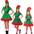 thumbnail image 4 of Disfraz de Papá Noel para Navidad, elfo verde, cosplay, fiesta de carnaval familiar, conjunto de ropa elegante de Año Nuevo para hombres, mujeres, niñas y niños, 4 of 5