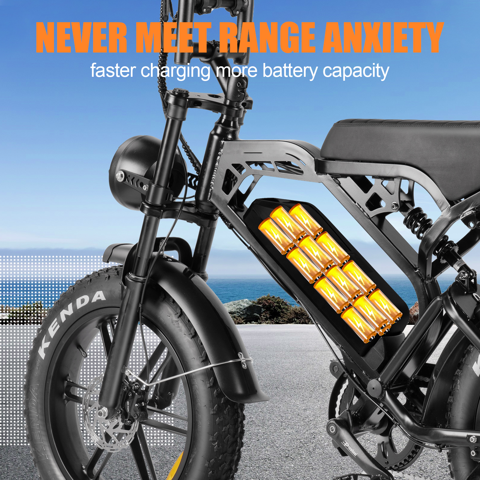 Tamobyke 750W Electric Bike for Adult, 28mph 48V/15Ah Removable Li-Ion Battery, 20" x4.0 Fat Tire Motorcycle Style E-bike for Commute/Work/Tough/Snow Road UL2849