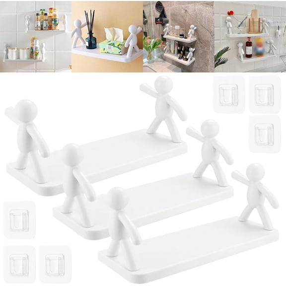Wall Mounted Shelf No Drill Bathroom Kitchen Storage Rack