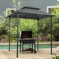 thumbnail image 2 of Outdoor Grill Gazebo 8 x 5 Ft, Shelter Tent, Double Tier Soft Top Canopy and Steel Frame with hook and Bar Counters, Grey, 2 of 6
