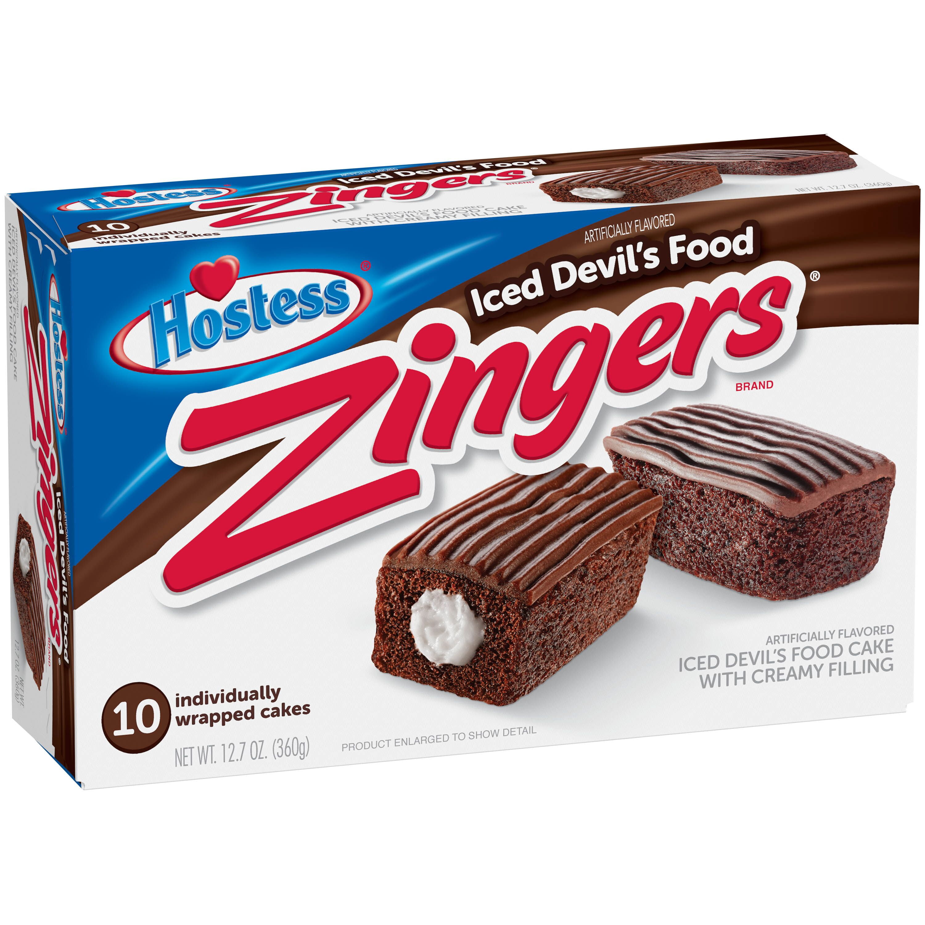(60 Pack) Hostess Devil's Food Zingers, Chocolate Snack Cakes, 1 Count Bags