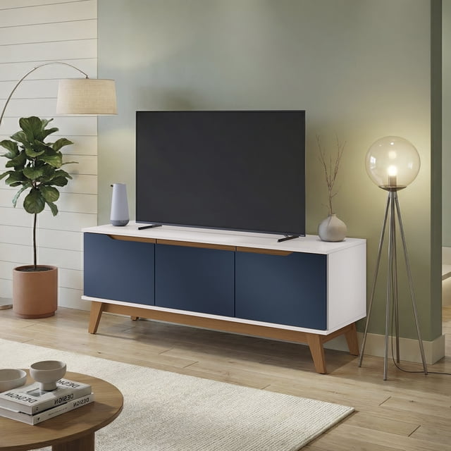 Rack TV Kappesberg 136 cm Blanco/Azul 3 Puertas
