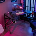 thumbnail image 4 of Gymax 48'' K-shaped Gaming Desk Computer Table with Cup Holder & Headphone Hook, 4 of 9