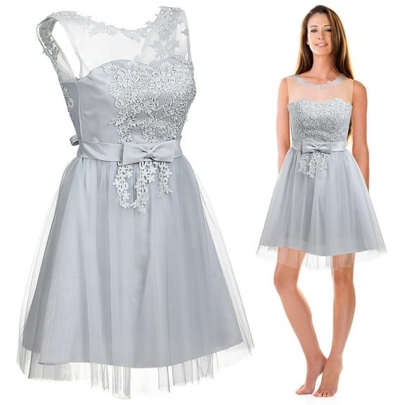 Raindrops Homecoming Party Dress Evening Dress Grey Netting 1Pcs Fitted Women Holiday Party