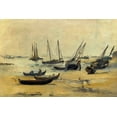 thumbnail image 2 of Manet, Edouard 24x17 Black Ornate Wood Framed with Double Matting Museum Art Print Titled - The beach at low tide, 2 of 4
