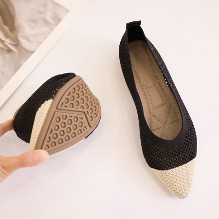 

Large size pointed flat shoes for women breathable weaving without tiring feet work shoe deep