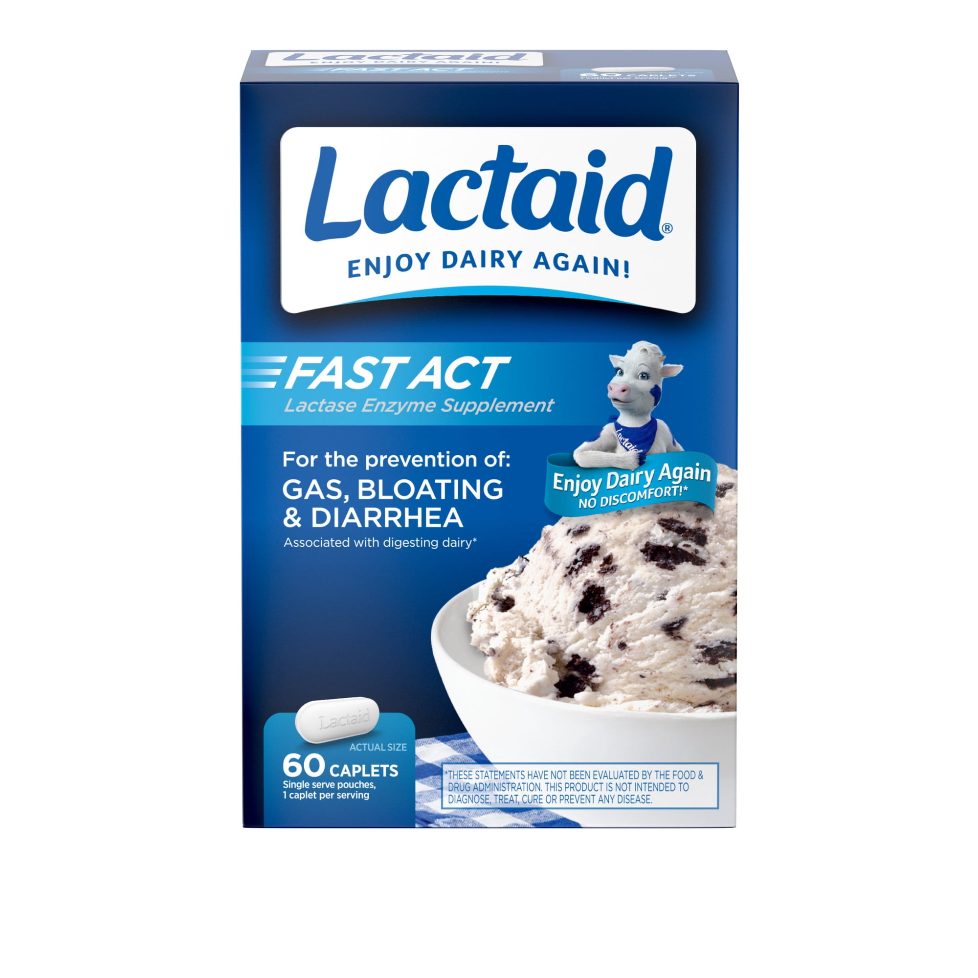 Lactaid Fast Act Lactose Intolerance Caplets, 60 Travel Packs of 1-ct.