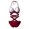 thumbnail image 3 of EYNMVR Women's 2 Piece Swimsuit Criss Cross Tie Back High Waisted Bikini Set Bathing Suits, 3 of 5