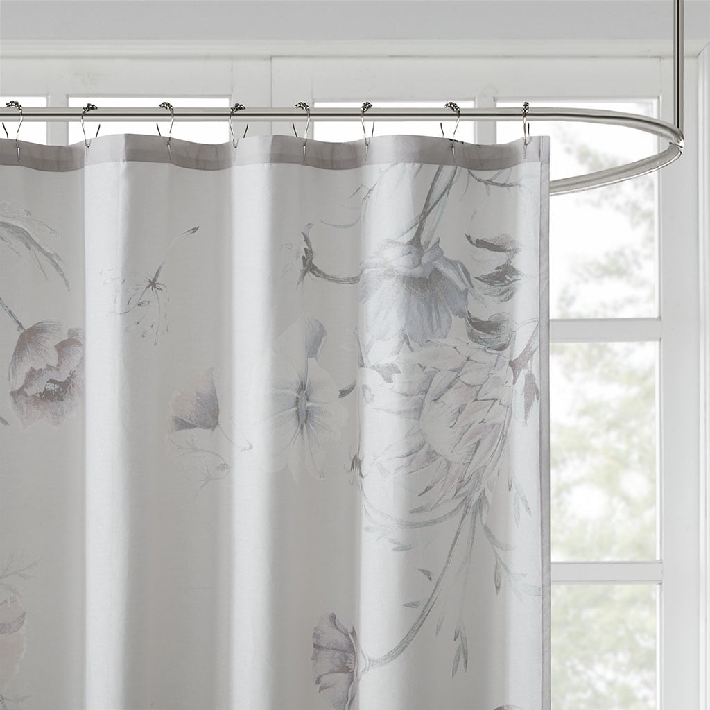 MAYEERTY Printed Cotton Shower Curtain, 72" x 72", Machine-Washable, Blue