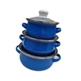thumbnail image 4 of WeiLaiKeQi 3 Pieces Enamel Cooking Pots Stew Bean Simmer Pot Kitchen Household Cookware dark blue, 4 of 9