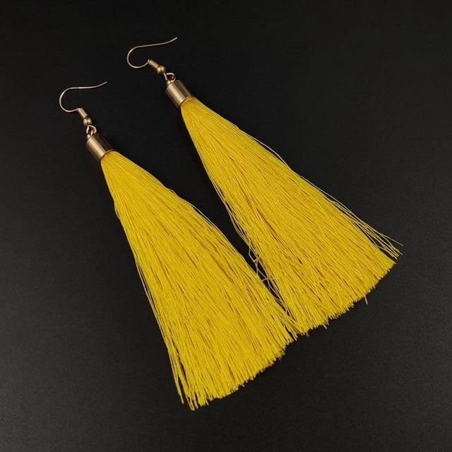 Nvzi Pendientes para hombre y adecuados, pendientes con borlas, pendientes largos de estilo étnico, pendientes de temperamento (amarillo)