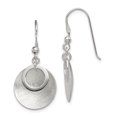 thumbnail image 1 of Beautiful Sterling Silver Polished Textured Circle Shepherd Hook Earrings, 1 of 2