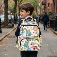 thumbnail image 6 of FUIALDOLG Multiple Compartments School Bag for Travel Sports, 600D Polyester Soft Book Bag, Cartoon Dinosaur Camping Pattern, 6 of 9