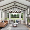 thumbnail image 4 of ACROMA  16 Light 42In Modern Farmhouse Wagon Wheel Chandelier-UL Weathered Oak, 4 of 5