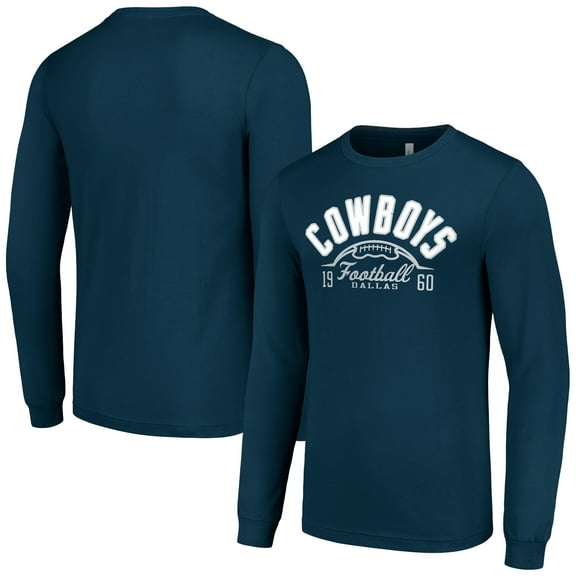 Men's Starter  Navy Dallas Cowboys Half Ball Team Long Sleeve T-Shirt