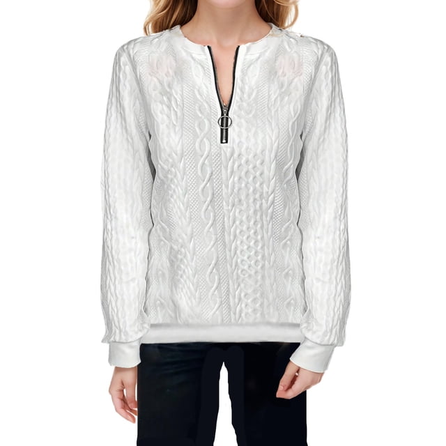 GigrtiJin Sweat à Quart de Zip pour Femmes Manches Longues Col Rond Décontracté Mode Pull Vêtements Amples Athlétiques