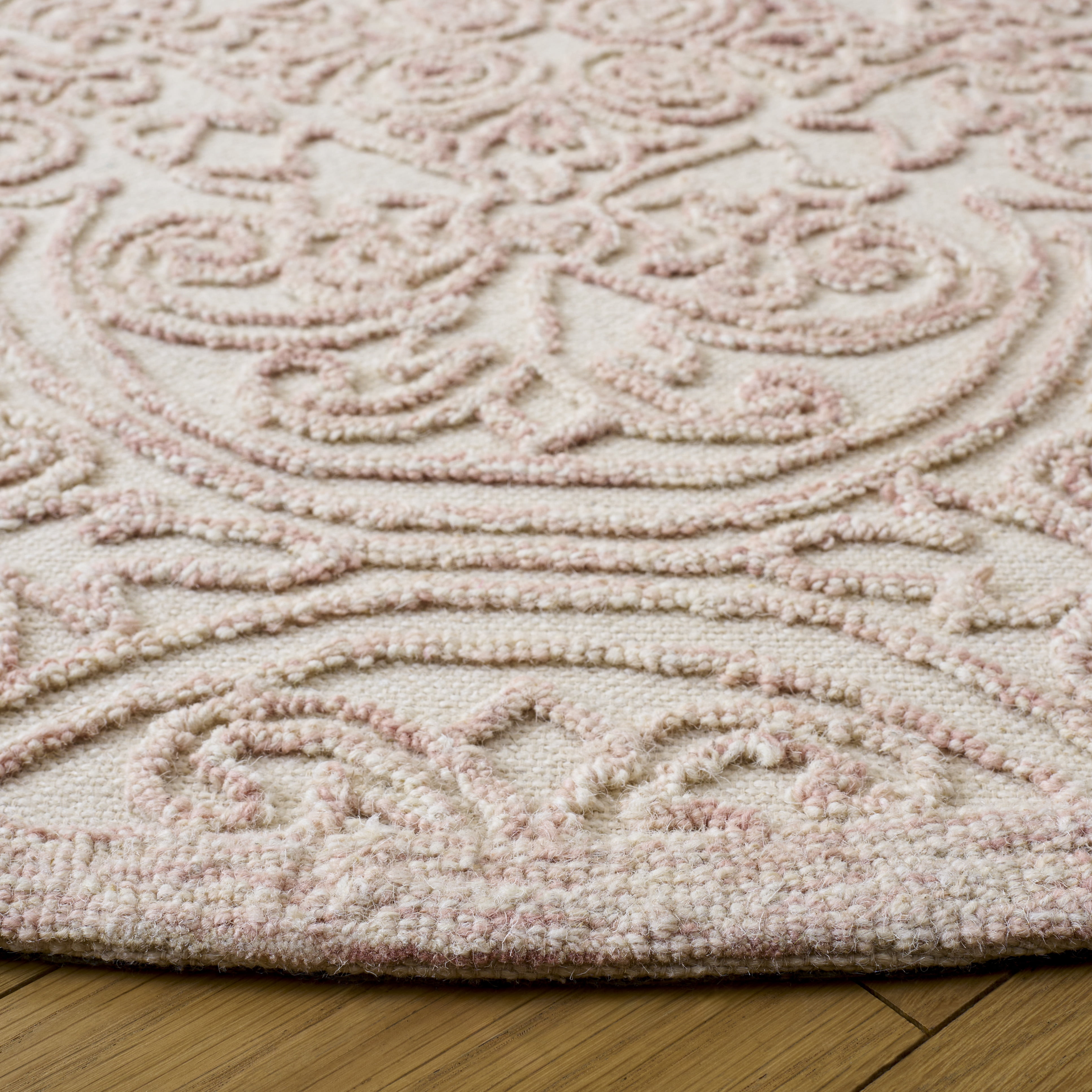 Safavieh Trace Burton Geometric Area Rug, Ivory/Pink, 4' x 4' Round