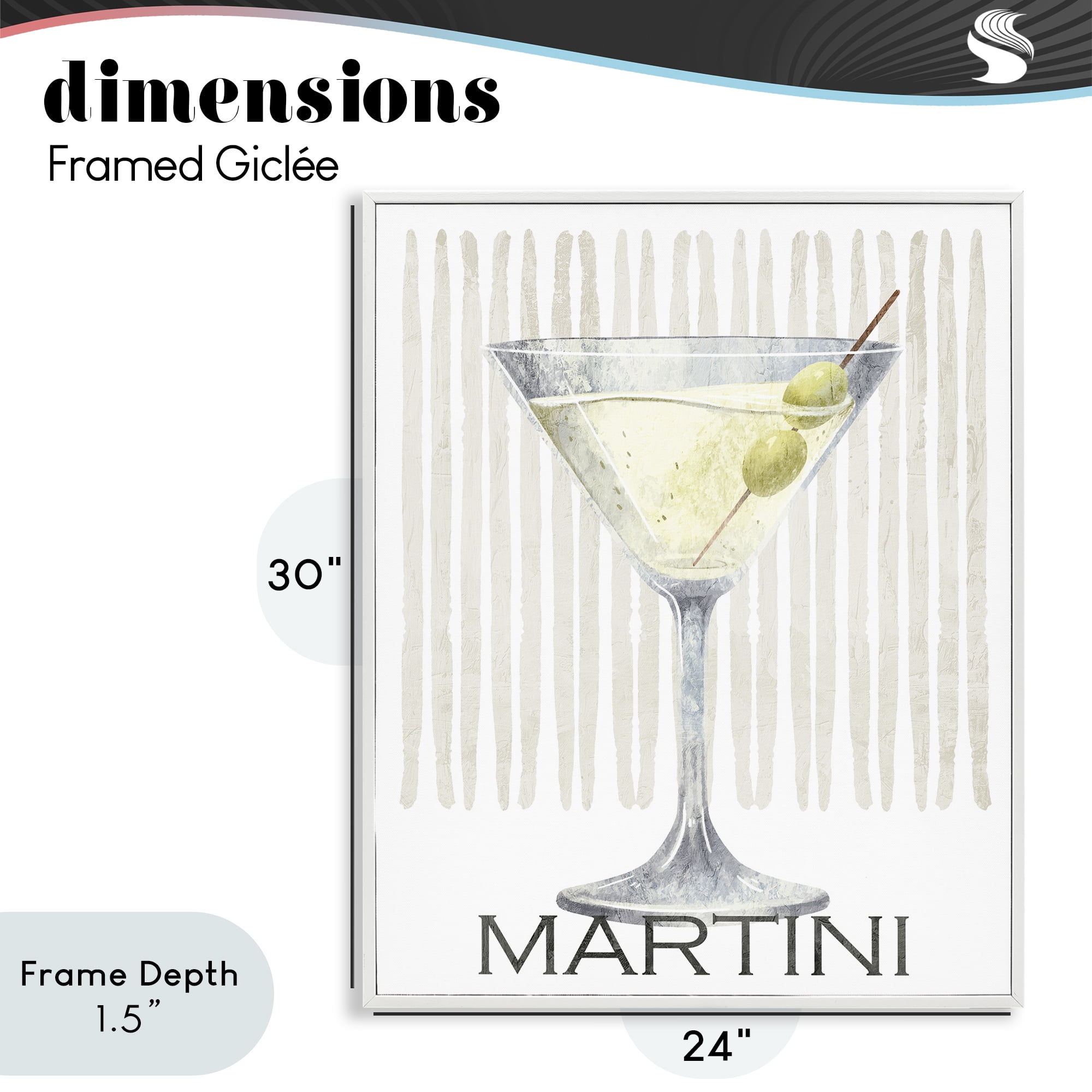 Stupell Industries Subtle Martini Drink White Framed Giclee Art, design by Kim Allen