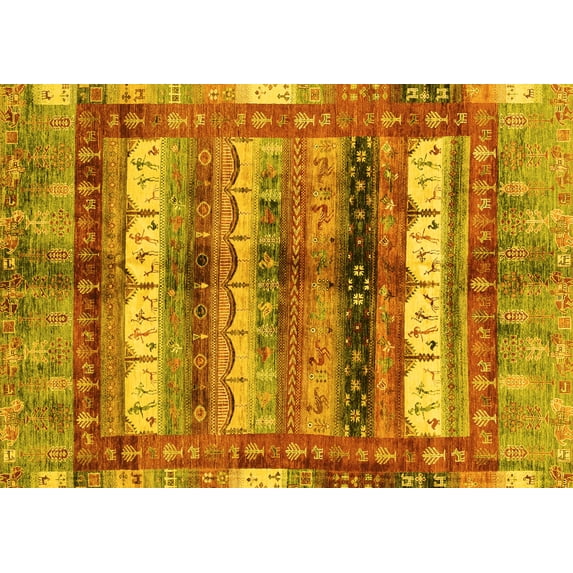Ahgly Company Indoor Rectangle Abstract Yellow Modern Area Rugs, 7' x 9'