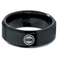 thumbnail image 2 of Tungsten Beer Bottle Cap Band Ring 8mm Men Women Comfort Fit Black Beveled Edge Polished, 2 of 4