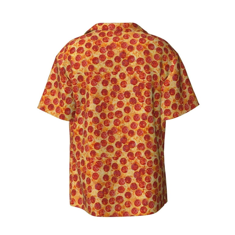 pizza dress shirt Delicious White Pizza The Background Color Men's Golf Hawaiian Shirts Button Down Shirt 2XL