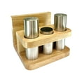 thumbnail image 4 of 4 Piece Spice Jar Toothpick Holder Napkin Tissue Holder Stainless Steel Wood Organizer for Kitchen Restaurant Countertop, 4 of 9